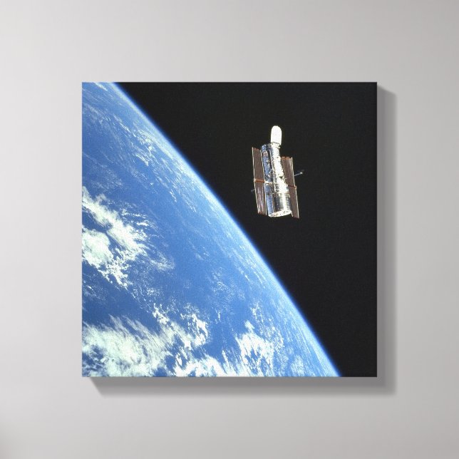 Lienzo El telescopio espacial Hubble con una tierra azul (Anverso)