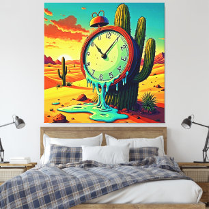 Lienzo El tiempo del desierto se derrite del reloj