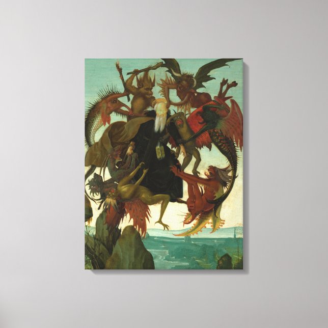 Lienzo El tormento de San Antonio, 1487 por Michelangelo (Anverso)