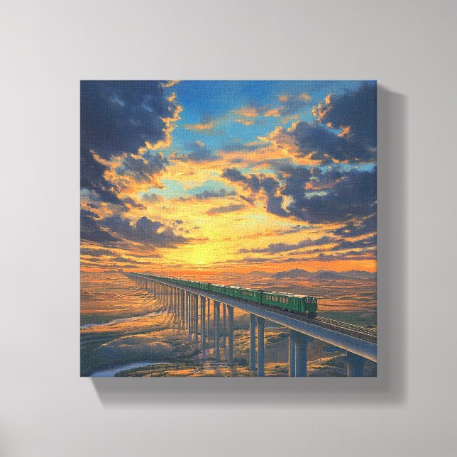 Lienzo El tren en el salvaje (Anverso)