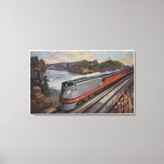 Lienzo El tren Streamline de Hiawatha (Anverso)