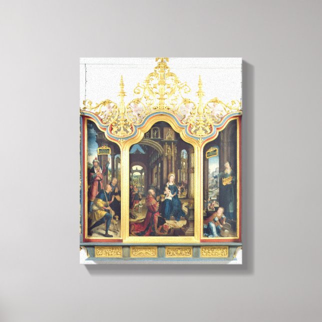 Lienzo El tríptico de la adoración del Cristo infantil (Anverso)