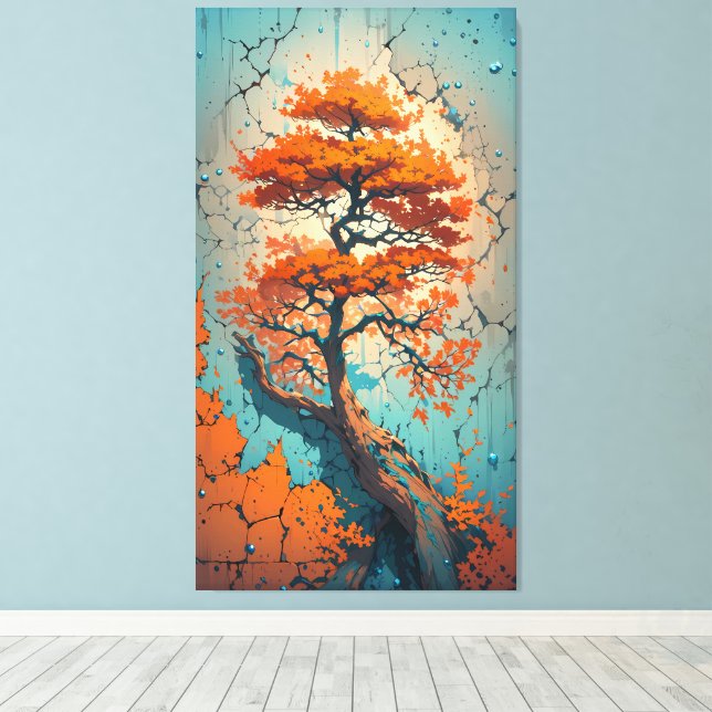 Lienzo El último bastión del otoño: un árbol ardiente en  (Insitu (piso de madera))