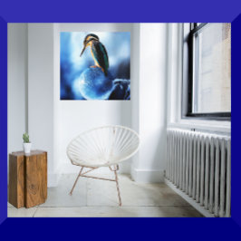 Lienzo El único pescador de invierno en una burbuja conge