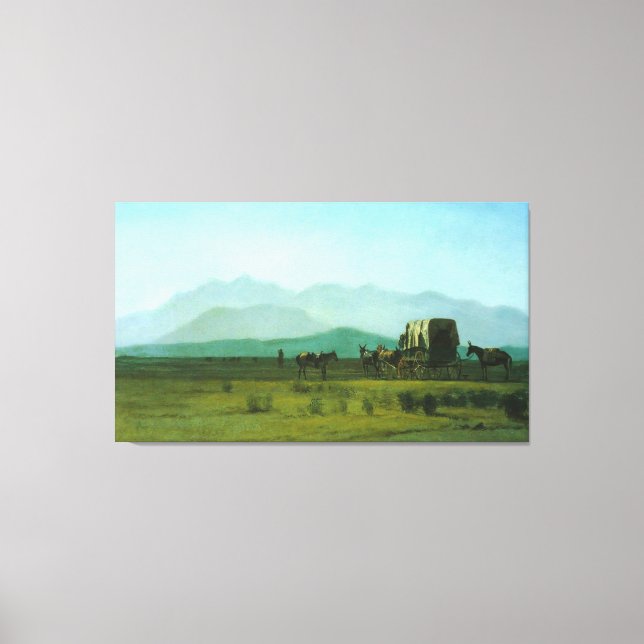 Lienzo El vagón de los agrimenistas de Albert Bierstadt e (Anverso)