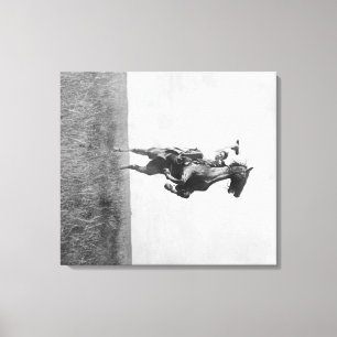 Lienzo El vaquero monta el caballo salvaje que sube en