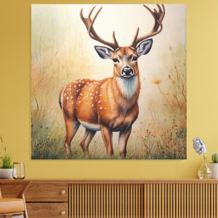 Lienzo El Venado Majestuoso En La Vida Silvestre De La Se