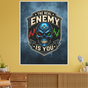 Lienzo El Verdadero Enemigo Eres Tú Blue Grunge