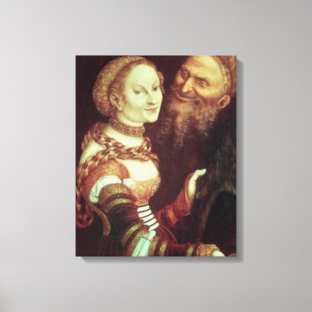 Lienzo El viejo amante, 1553 (petróleo en el panel) (Anverso)