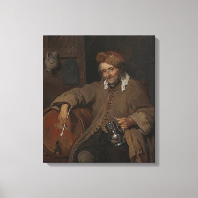 Lienzo El viejo bebedor (por Gabriel Metsu) (Anverso)