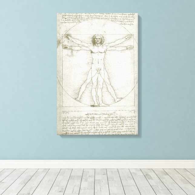 Lienzo El vitruviano de Leonardo da Vinci (Insitu (piso de madera))