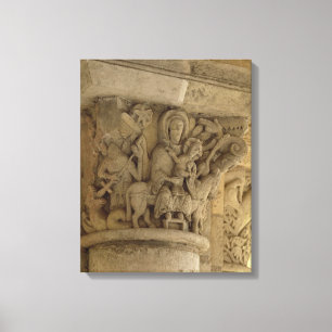 Lienzo El vuelo a Egipto, columna de alivio de capital de