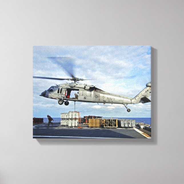 Lienzo El vuelo MH-60S Seahawk se prepara para entregar m (Anverso)