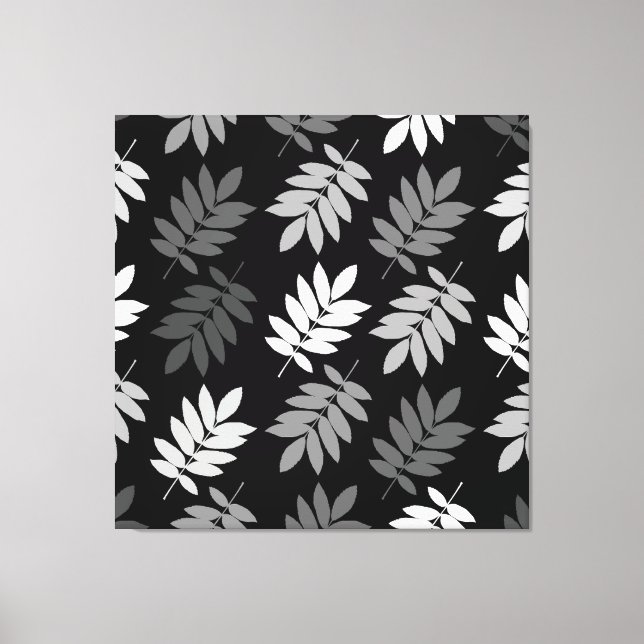 Lienzo Elder Leaf Big Pattern Black White Grey (Anverso)