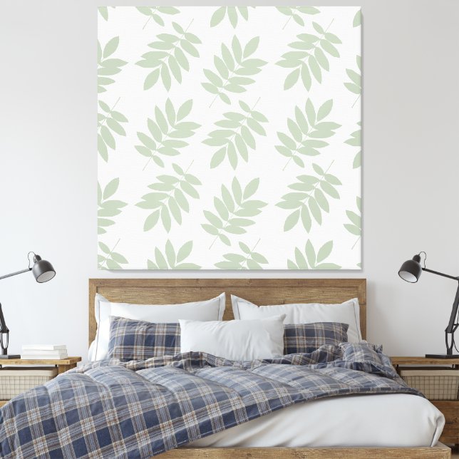 Lienzo Elder Leaf Pattern Green+White (Insitu(Dormitorio))