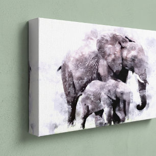 Lienzo Elefante africano con acuarela de ternera