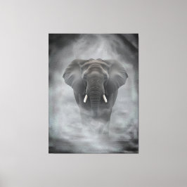 Lienzo Elefante africano en niebla brumosa serena impasto