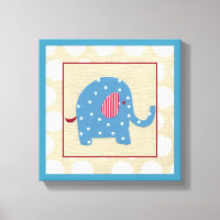 Elefante azul con puntos de Polka blanco