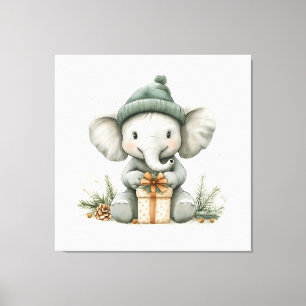 Lienzo Elefante bebé de la serie de Navidades de animales