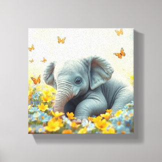 Lienzo Elefante bebé en flores