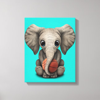 Lienzo Elefante Bebé Jugando Con Baloncesto