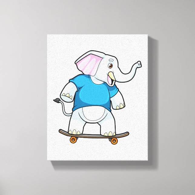 Lienzo Elefante como Skater con Skateboard (Anverso)