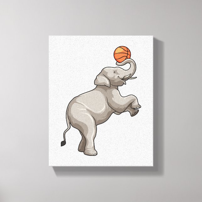 Lienzo Elefante con baloncesto (Anverso)