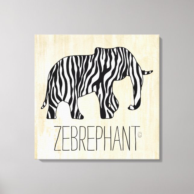 Lienzo Elefante con franjas cebra + tus ideas (Anverso)