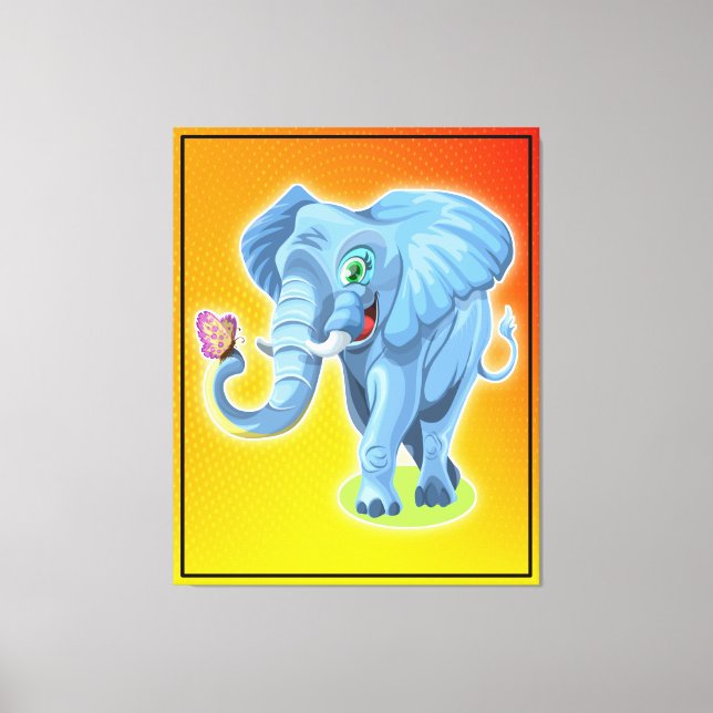 Lienzo Elefante Con Mariposa (Anverso)