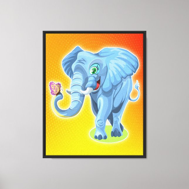 Lienzo Elefante con mariposa-21987 (Anverso)