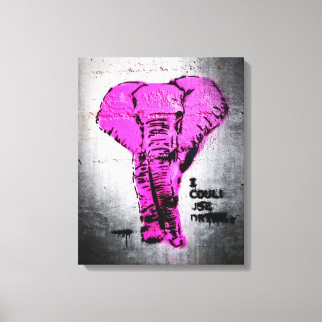 Lienzo Elefante de graffiti rosa (Anverso)
