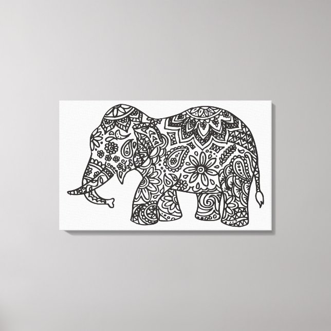 Lienzo Elefante Doodle 6 (Anverso)