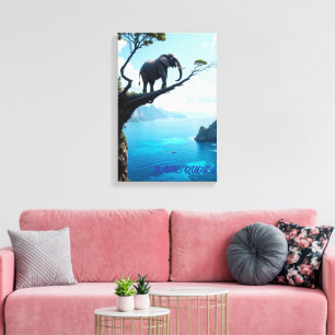 Lienzo Elefante en equilibrio sobre acantilado: Fauna Sur