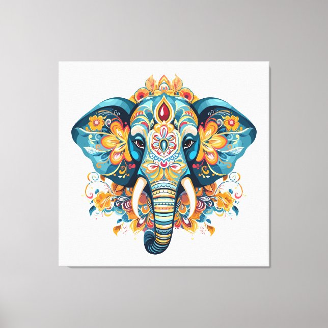 Lienzo Elefante estilo bohemio (Anverso)