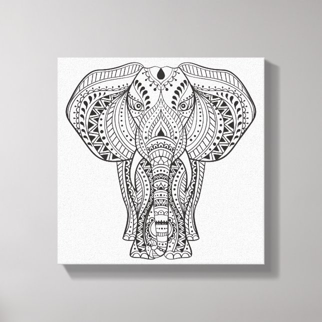Lienzo Elefante étnico indio 6 (Anverso)