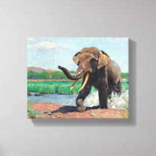Lienzo Elefante indio en un agujero de agua de Wilhelm Ku