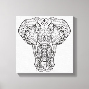 Lienzo Elefante indio étnico 6
