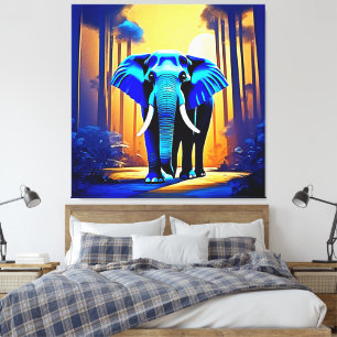 Lienzo Elefante místico: el viaje por el bosque del atard