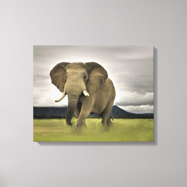 Lienzo Elefante Original En Grasa Larga (Anverso)