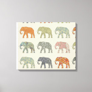 Lienzo Elefante Patrón de Animal Colorido Contemporáneo