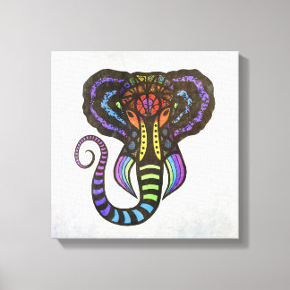Lienzo Elefante travagante arcoiris sobre fondo gris