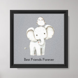 Lienzo Elefante y Ave Mejores Amigos