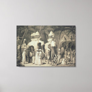 Lienzo Elefantes del Raja de Travandrum, del 'viaje