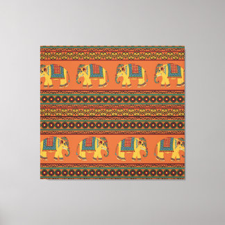 Lienzo Elefantes Indios, Naranjas Tradicionales Sin Marea