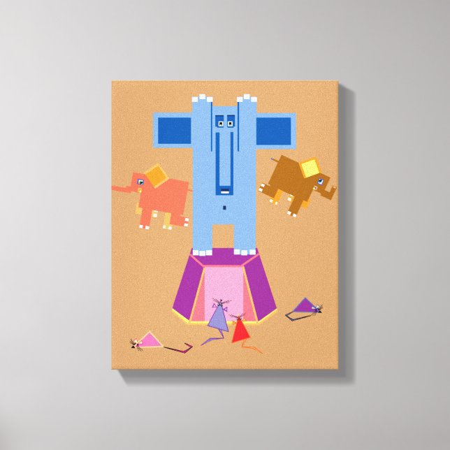 Lienzo elefantes para el pánico de los ratones (Anverso)