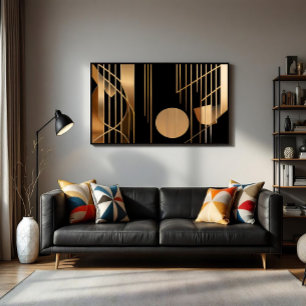 Lienzo Elegancia Art Déco Líneas Doradas