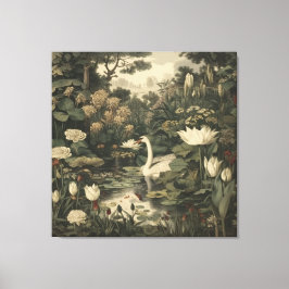 Lienzo Elegancia botánica - Cisne en el bosque