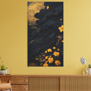 Lienzo Elegancia del florecimiento dorado