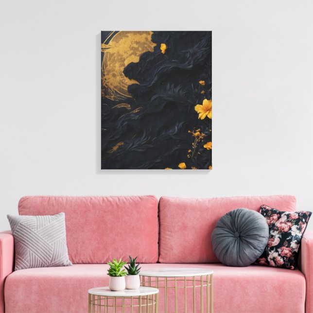 Lienzo Elegancia del florecimiento dorado (Insitu (Sala de estar))