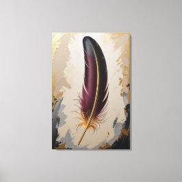 Lienzo Elegancia Dorada Pluma | Lujo Minimalista
